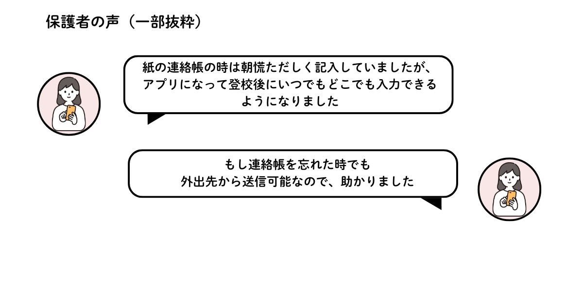 連絡帳機能に対する保護者からの喜びの声